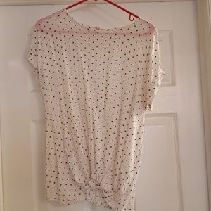 White and black polk a dot maternity top